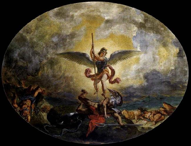 Eugene Delacroix St Michael defeats the Devil Germany oil painting art